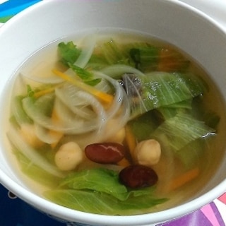 レタスとお豆の簡単野菜スープ